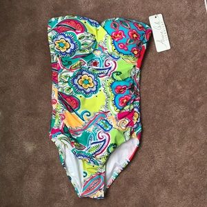 Strapless one piece swimsuit